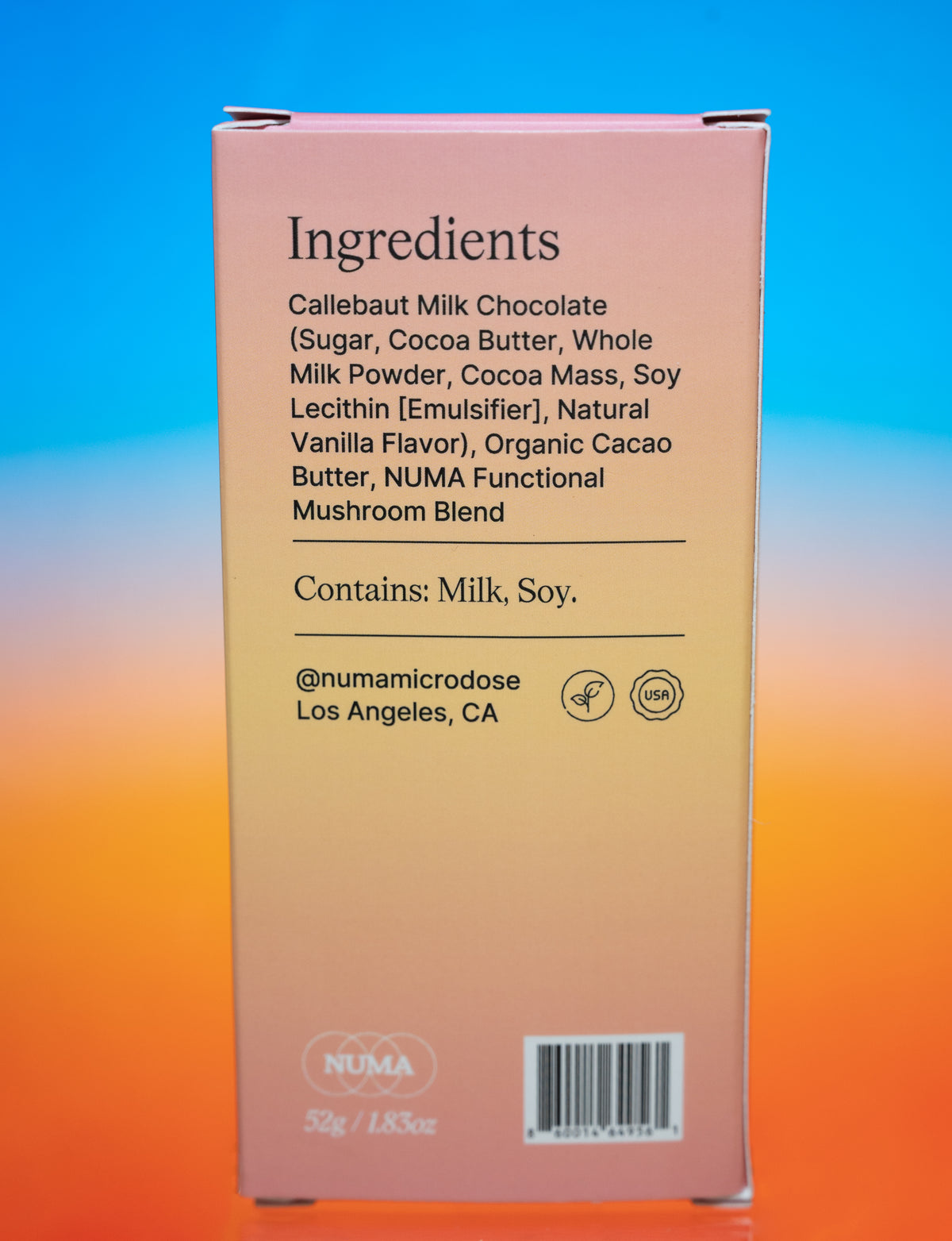 NUMA chocolate – back of package